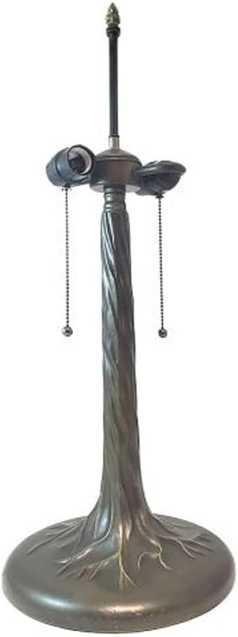 Tree Trunk Metal Lamp Base, Antique Bronze Finish With Gold Highlights, Nicely Weighted, 23" Tall